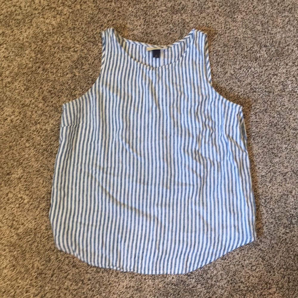 Blue and white striped blouse